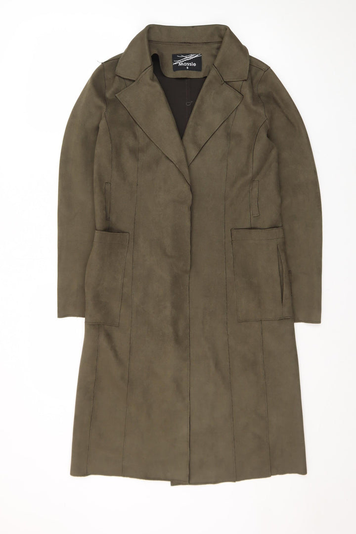 Massie Women’s Green Long Suede Overcoat in Size S