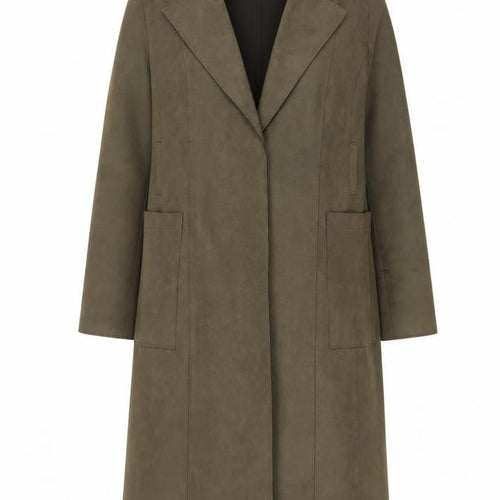 Massie Women’s Green Long Suede Overcoat in Size S