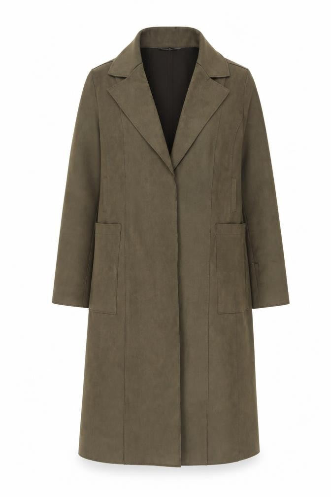 Massie Women’s Green Long Suede Overcoat in Size S