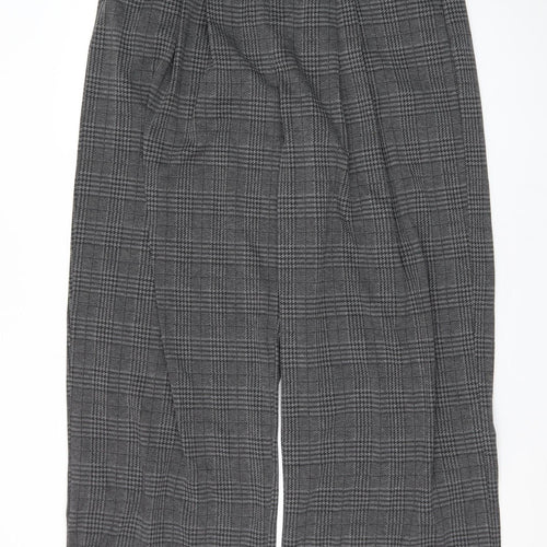 Halara Women's Grey Check Wide-Leg Stretch Trousers Size L
