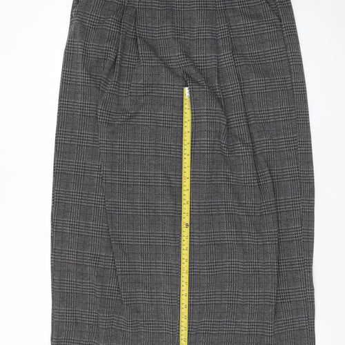 Halara Women's Grey Check Wide-Leg Stretch Trousers Size L