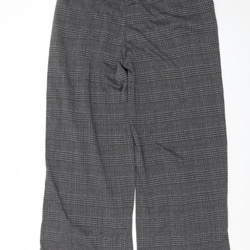 Halara Women's Grey Check Wide-Leg Stretch Trousers Size L
