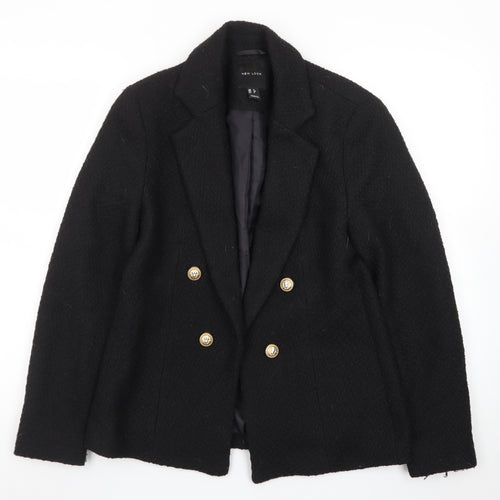 New Look Women's Black Wool-Blend Double-Breasted Blazer Size 6