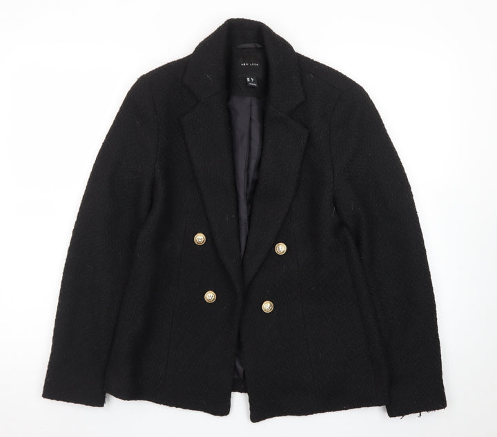 New Look Women's Black Wool-Blend Double-Breasted Blazer Size 6