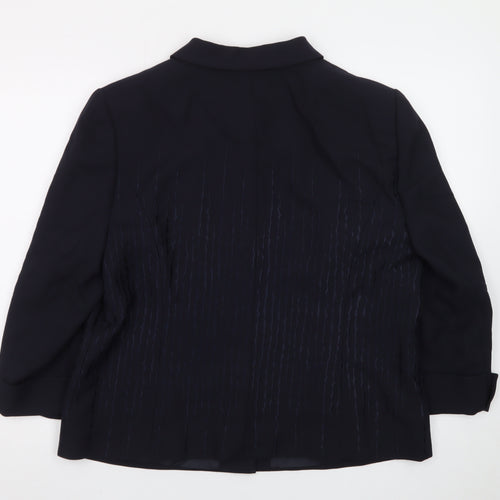 Basler Women Navy Blue Size 18 Classic Long Sleeve Suit Jacket