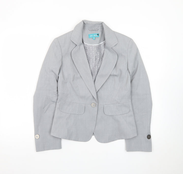 Marks and Spencer Women Grey Petite UK 8 Classic Lined Blazer