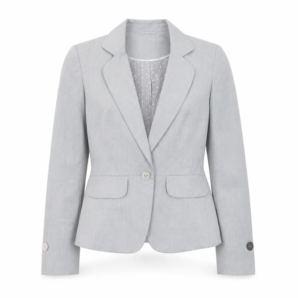 Front view of Marks & Spencer Women Grey Petite UK 8 Classic Lined Blazer