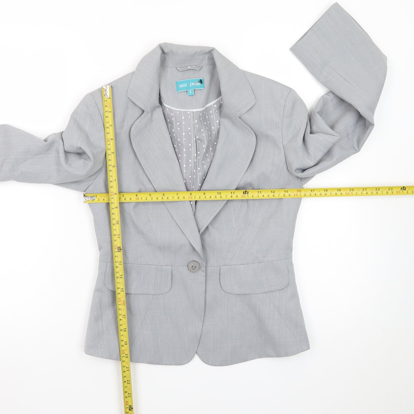 Marks and Spencer Women Grey Petite UK 8 Classic Lined Blazer