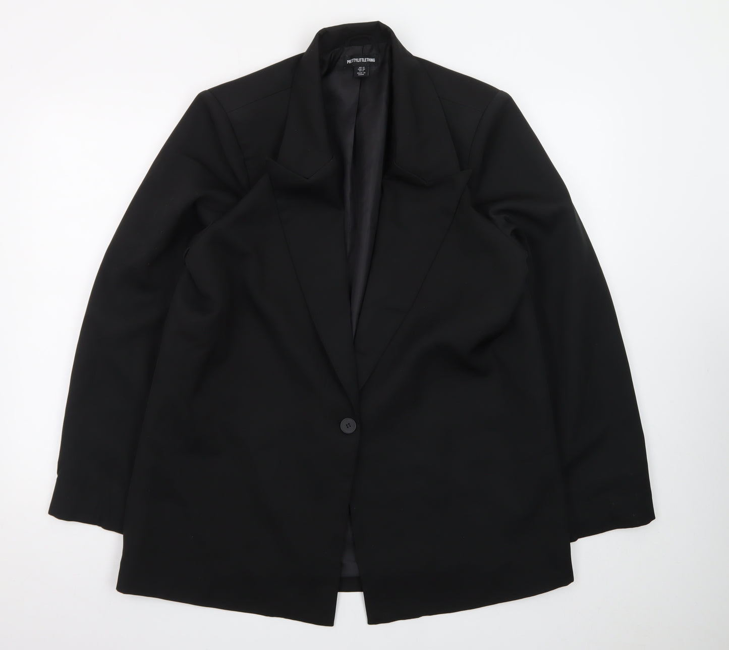 PrettyLittleThing Women’s Black Size 12 Single-Breasted Blazer