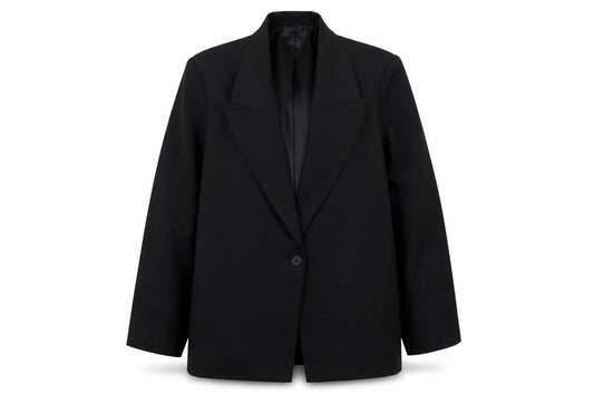 Front view of PRETTYLITTLETHING Women’s Black, size UK 12, Single-Breasted Blazer