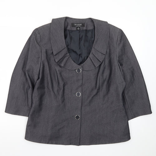 Larry Levine Women's Grey Size 18 Tailored 3/4 Sleeve Blazer