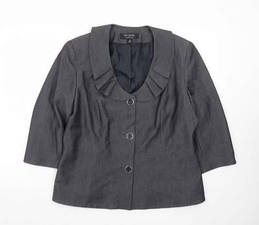 Larry Levine Women's Grey Size 18 Tailored 3/4 Sleeve Blazer