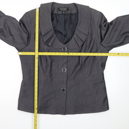 Larry Levine Women's Grey Size 18 Tailored 3/4 Sleeve Blazer