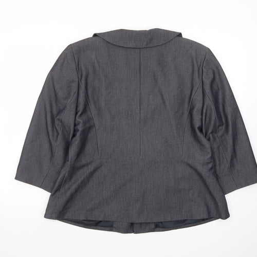 Larry Levine Women's Grey Size 18 Tailored 3/4 Sleeve Blazer