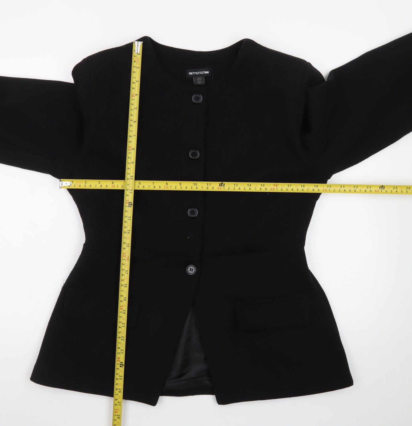 PrettyLittleThing Women’s Black Size 14 Single-Breasted Blazer