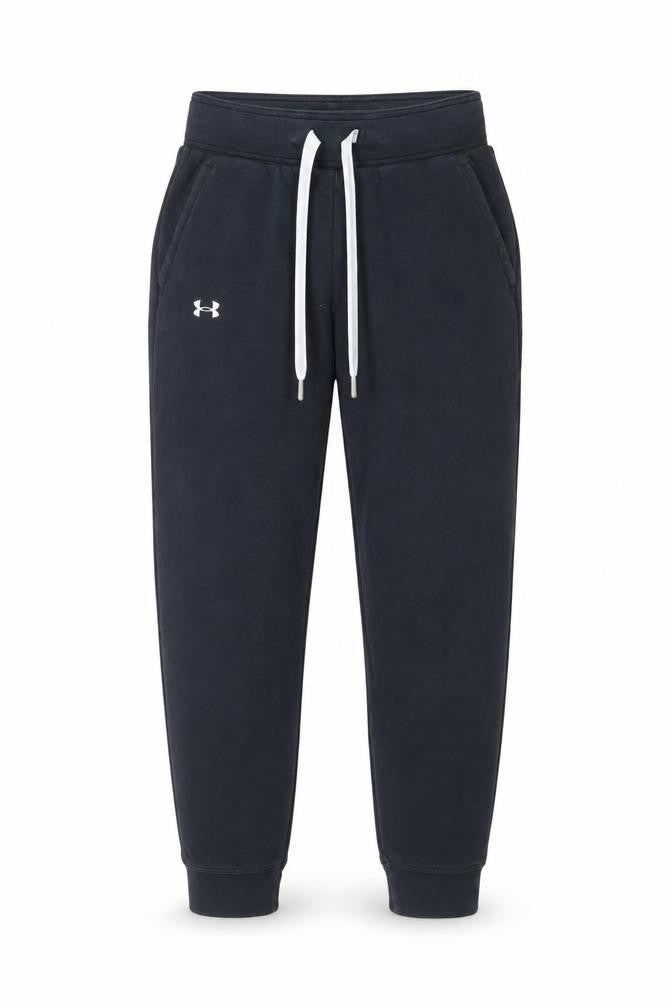 Front view of Under Armour Men's Black Small Jogger Sweatpants Tapered Fit