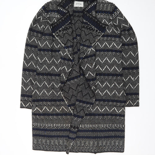 Soon Womens Black Geometric Knit Open Cardigan Size 14