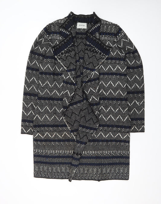 Soon Womens Black Geometric Knit Open Cardigan Size 14