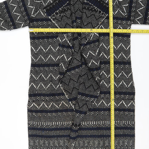 Soon Womens Black Geometric Knit Open Cardigan Size 14