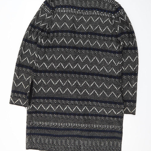 Soon Womens Black Geometric Knit Open Cardigan Size 14
