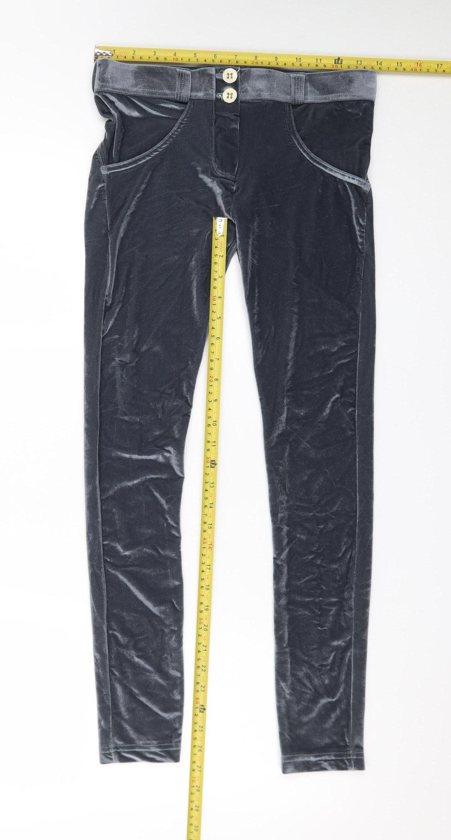 Freddy Women’s Grey Velvet Slim Fit Leggings Size 8