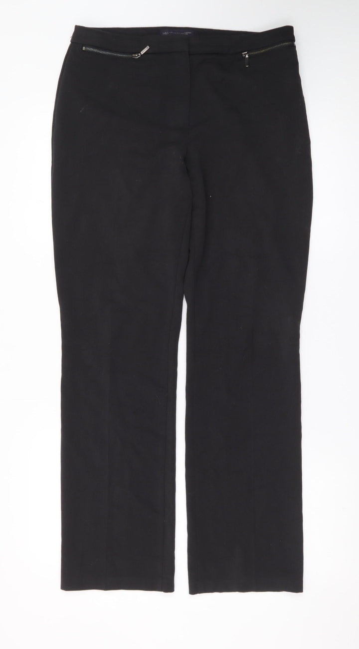 Marks and Spencer Women’s Black Size 10 Straight Leg Stretch Trousers