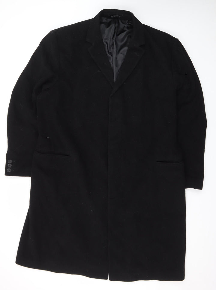 Karl Jackson Men's Black Wool Blend Long Overcoat Size 48 Regular