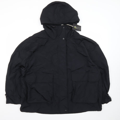 Next Women's Black Nylon Hooded Parka Jacket Size 16