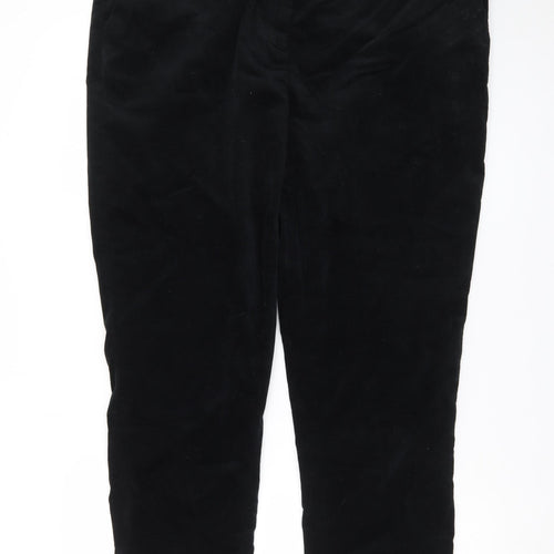 Laura Ashley Women's Black Cropped Velvet Slim Trousers Size 18