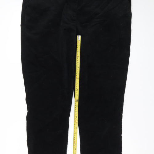 Laura Ashley Women's Black Cropped Velvet Slim Trousers Size 18