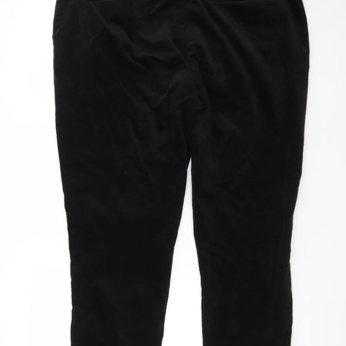 Laura Ashley Women's Black Cropped Velvet Slim Trousers Size 18