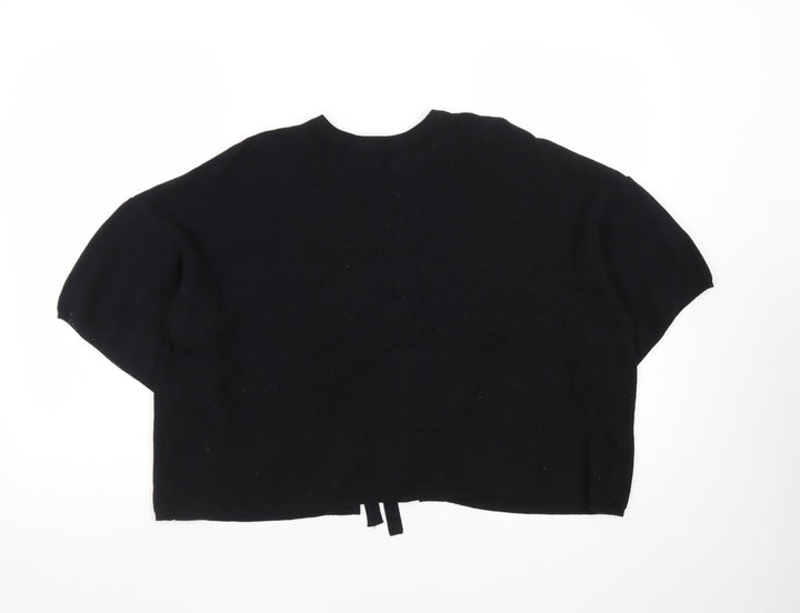 Sweewë Paris Womens Black Knit Lace-Up Cardigan M