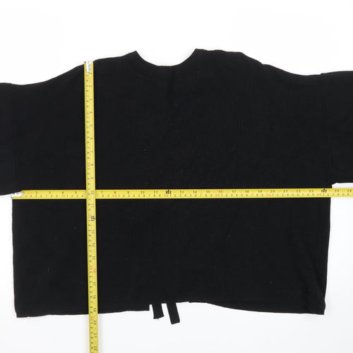 Sweewë Paris Womens Black Knit Lace-Up Cardigan M