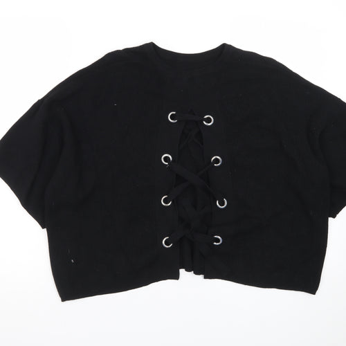 Sweewë Paris Womens Black Knit Lace-Up Cardigan M