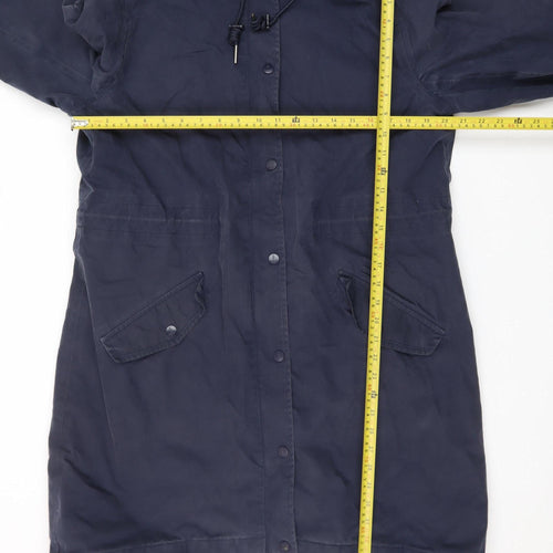 Seasalt Cornwall Women’s Blue Hooded Rain Coat Size 14 Lined Waterproof Jacket
