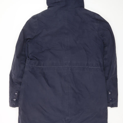 Seasalt Cornwall Women’s Blue Hooded Rain Coat Size 14 Lined Waterproof Jacket