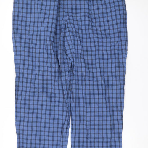 Marks and Spencer Men's Blue Check Cotton Lounge Pants XL