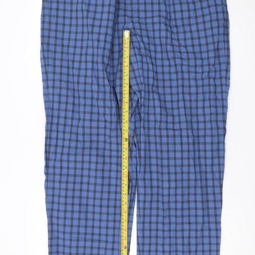 Marks and Spencer Men's Blue Check Cotton Lounge Pants XL