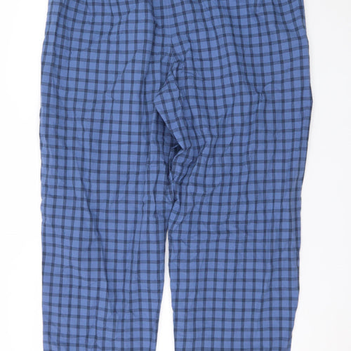 Marks and Spencer Men's Blue Check Cotton Lounge Pants XL