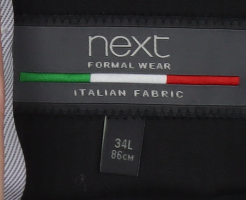 Next Men's Grey Linen Formal Trousers 34L Slim Straight Fit