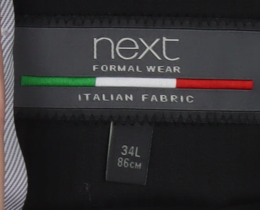 Next Men's Grey Linen Formal Trousers 34L Slim Straight Fit