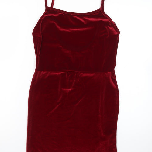 PrettyLittleThing Women Red Velvet Bodycon Dress Size 12