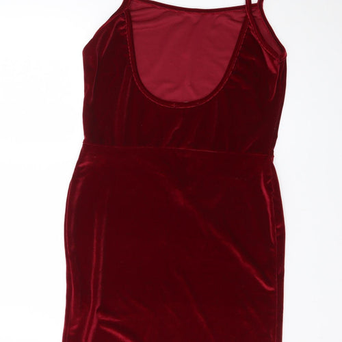 PrettyLittleThing Women Red Velvet Bodycon Dress Size 12
