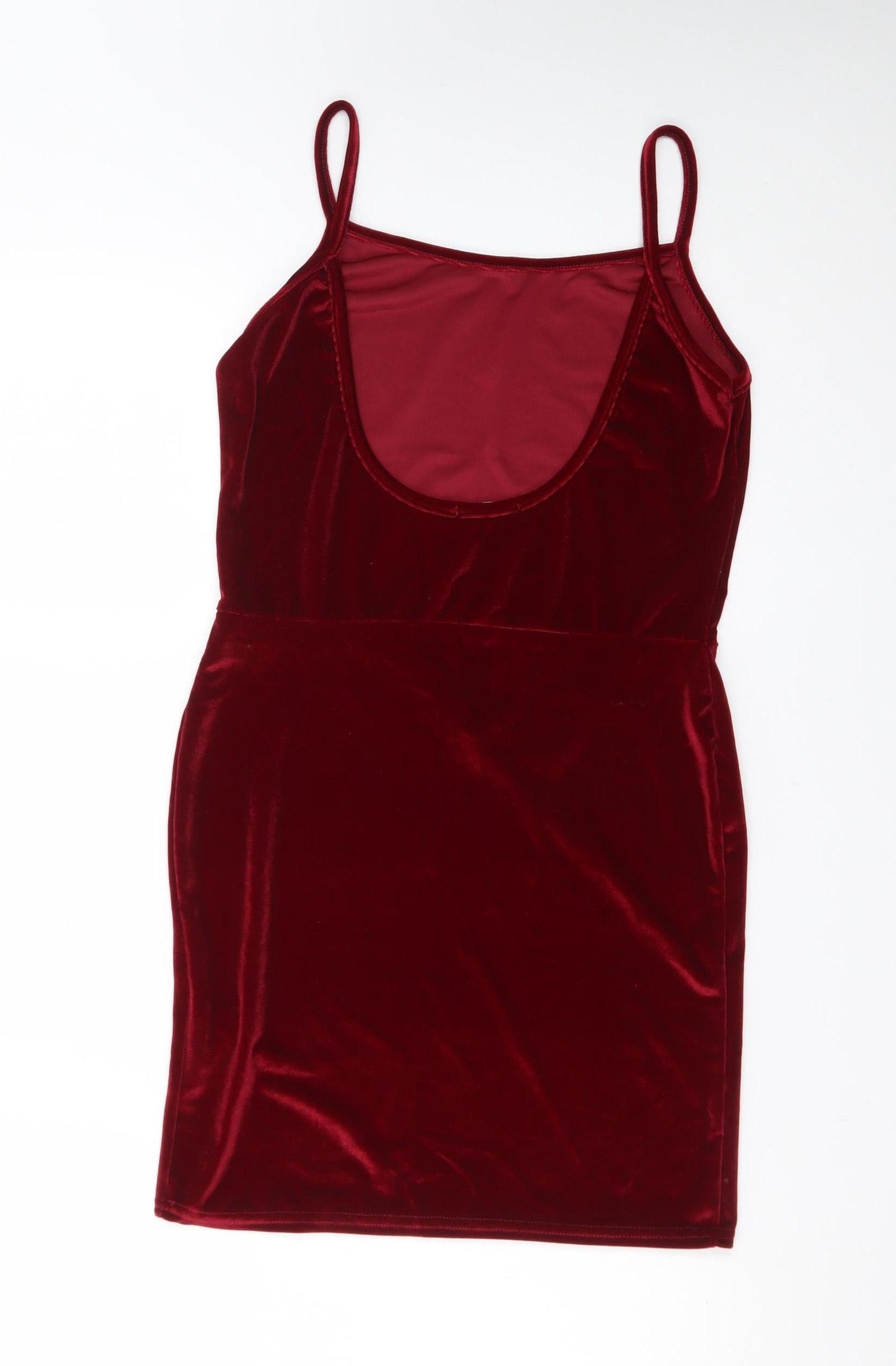 PrettyLittleThing Women Red Velvet Bodycon Dress Size 12