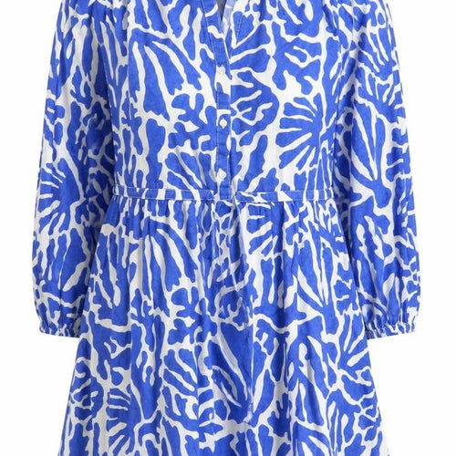 H&M Women Blue Linen Blend Short Shirt Dress Size S
