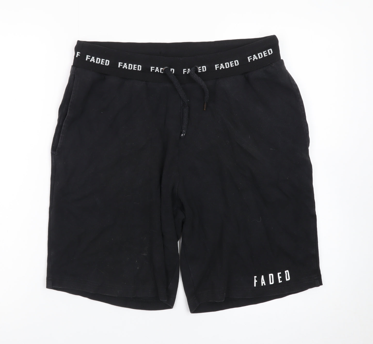 FADED Men's Black Sweat Shorts Size M Drawstring Waist Casual