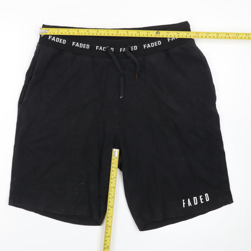 FADED Men's Black Sweat Shorts Size M Drawstring Waist Casual