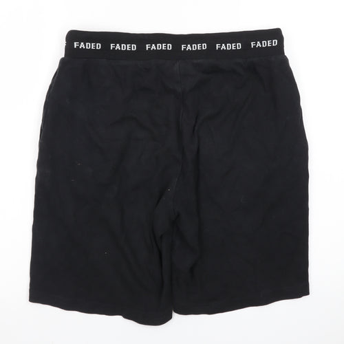 FADED Men's Black Sweat Shorts Size M Drawstring Waist Casual