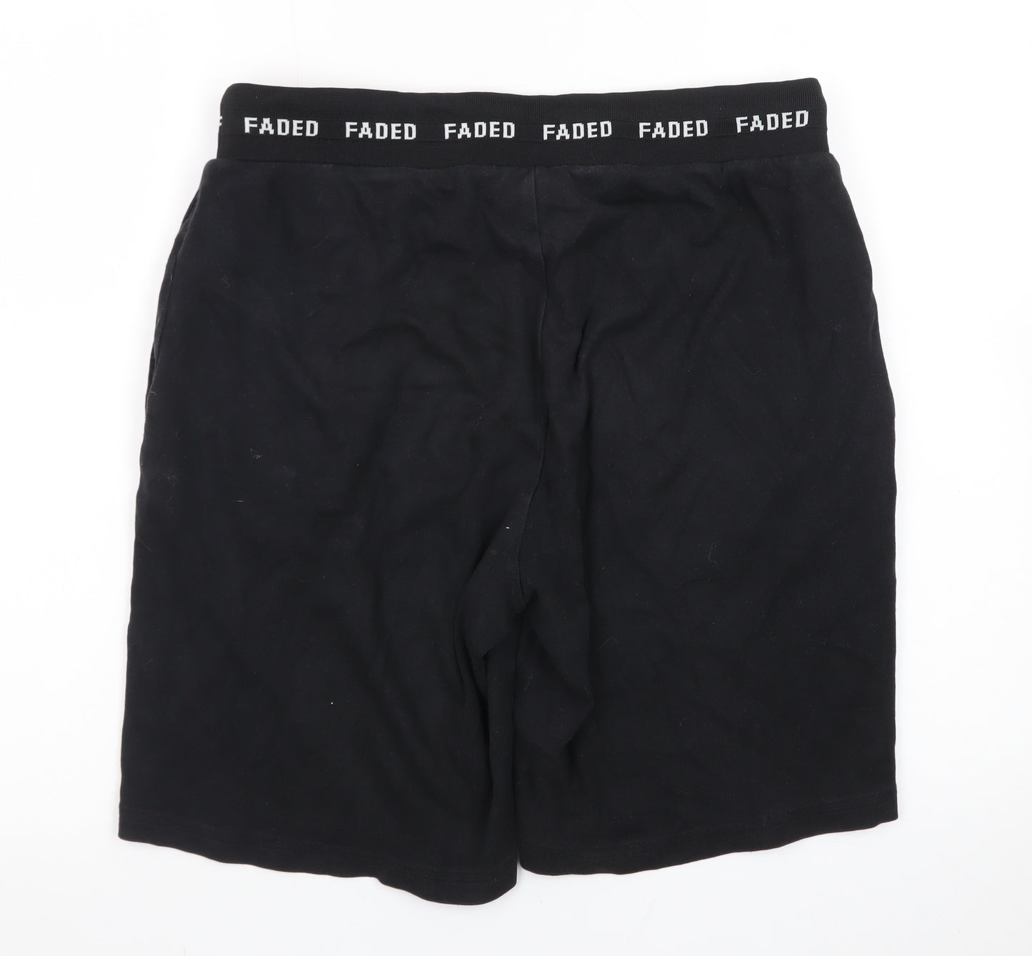 FADED Men's Black Sweat Shorts Size M Drawstring Waist Casual