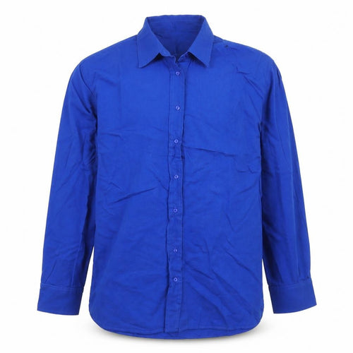 New Look Men's Blue Cotton Long Sleeve Button-Up Shirt Size 16